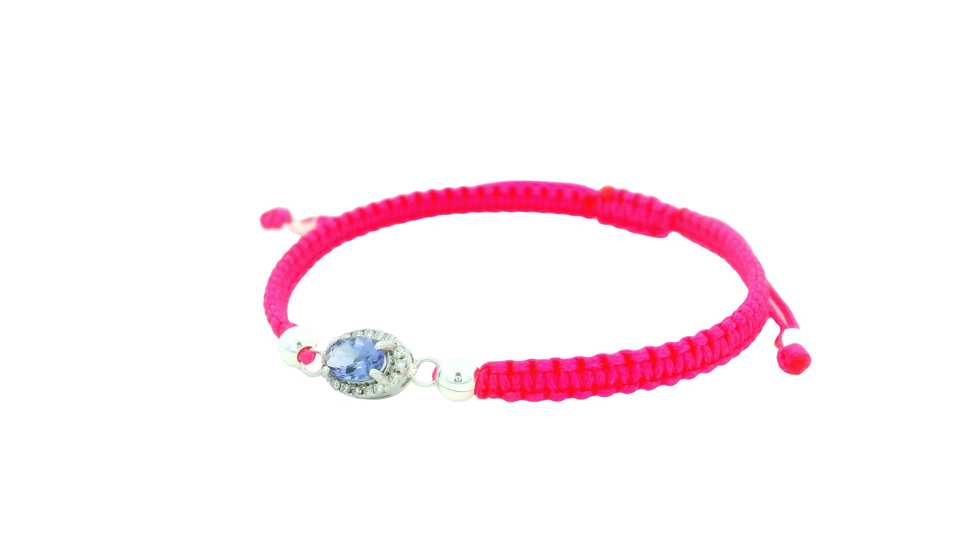 Adjustable Silver Tanzanite Braided Bracelet – Pink / Oval Gem