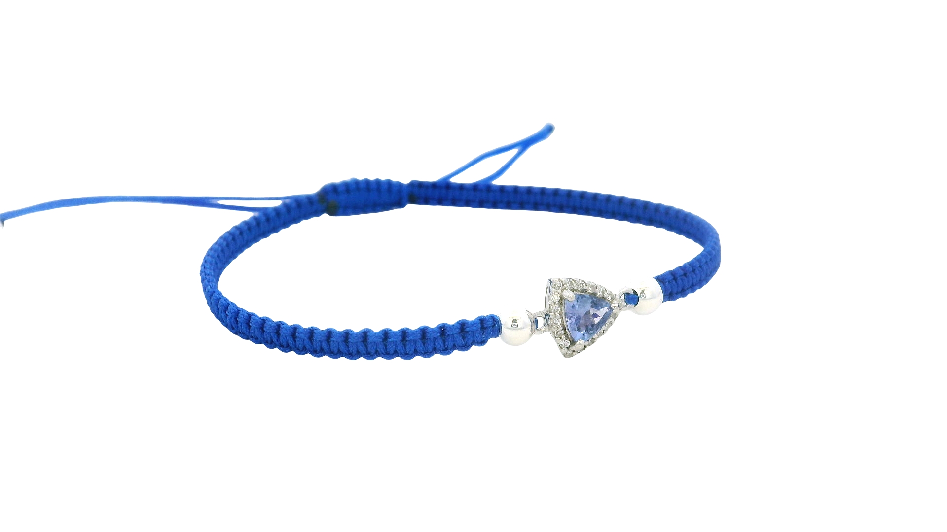 Adjustable Silver Tanzanite Braided Bracelet – Blue / Trillion Gem