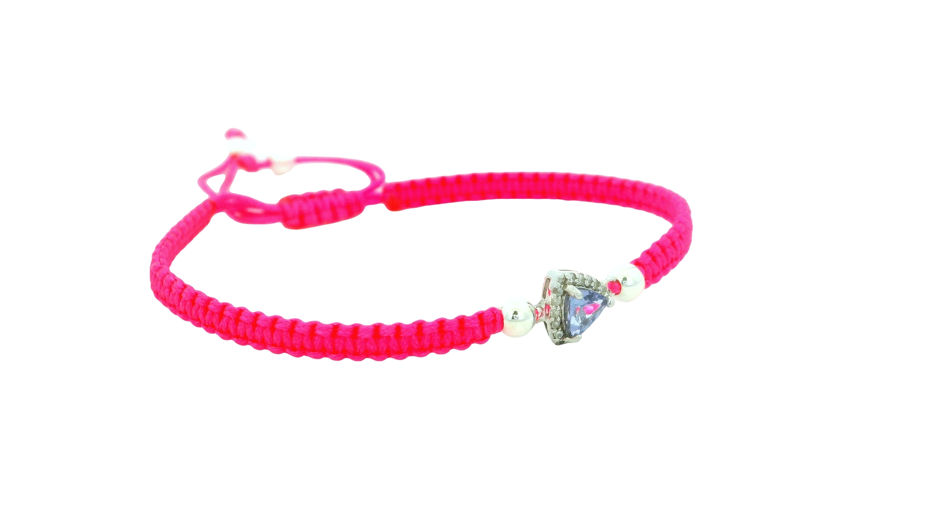 Adjustable Silver Tanzanite Braided Bracelet – Pink / Trillion Gem