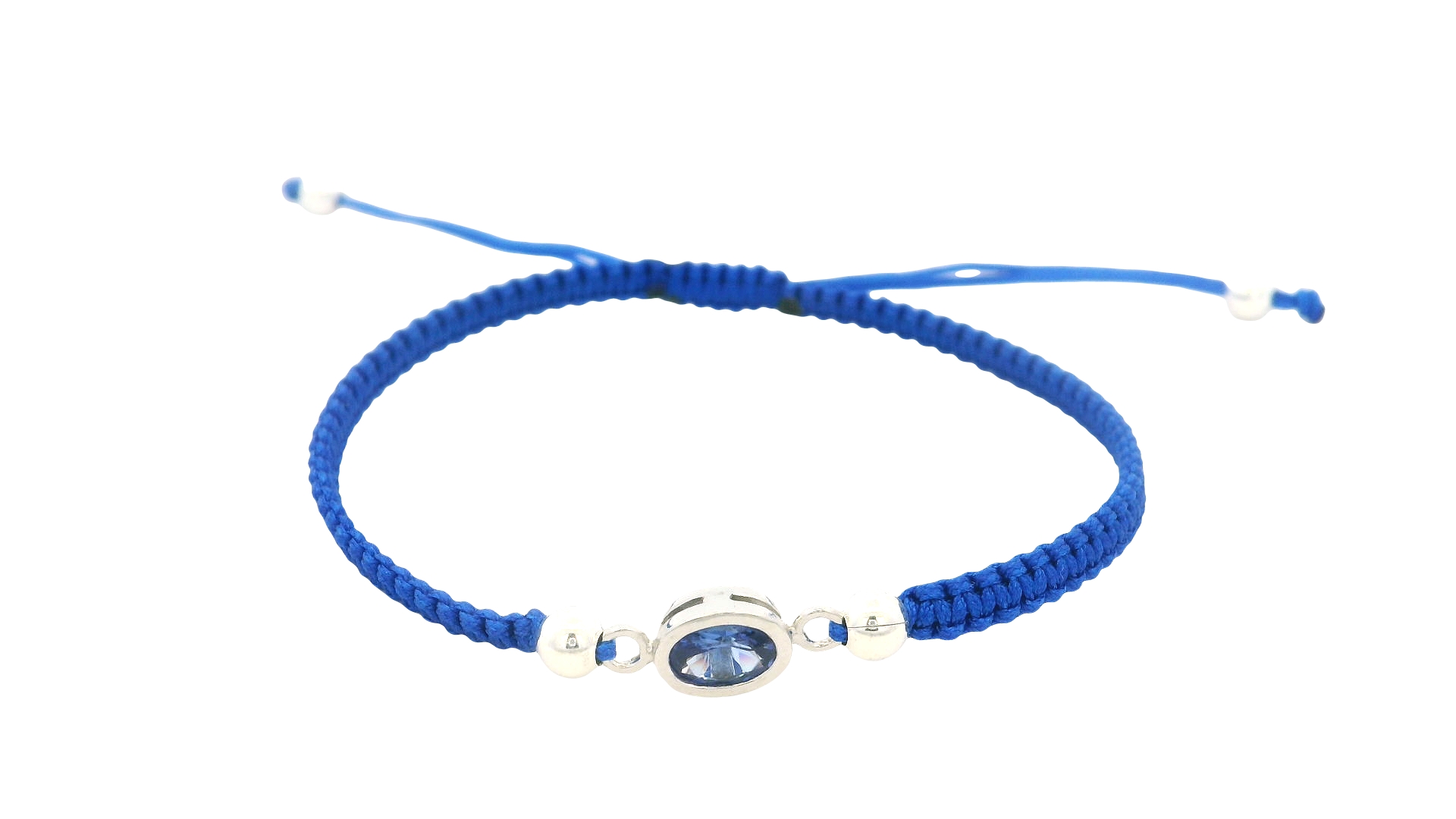 Adjustable Silver Tanzanite Braided Bracelet – Blue / Oval Gem